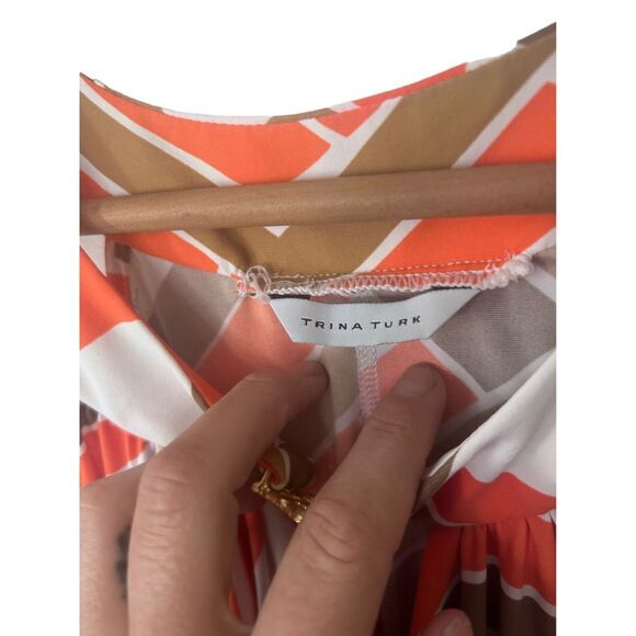 Trina Turk Geometric Halter Tunic Sleeve Cover Up Top Multicolor Size Small - Picture 5 of 9